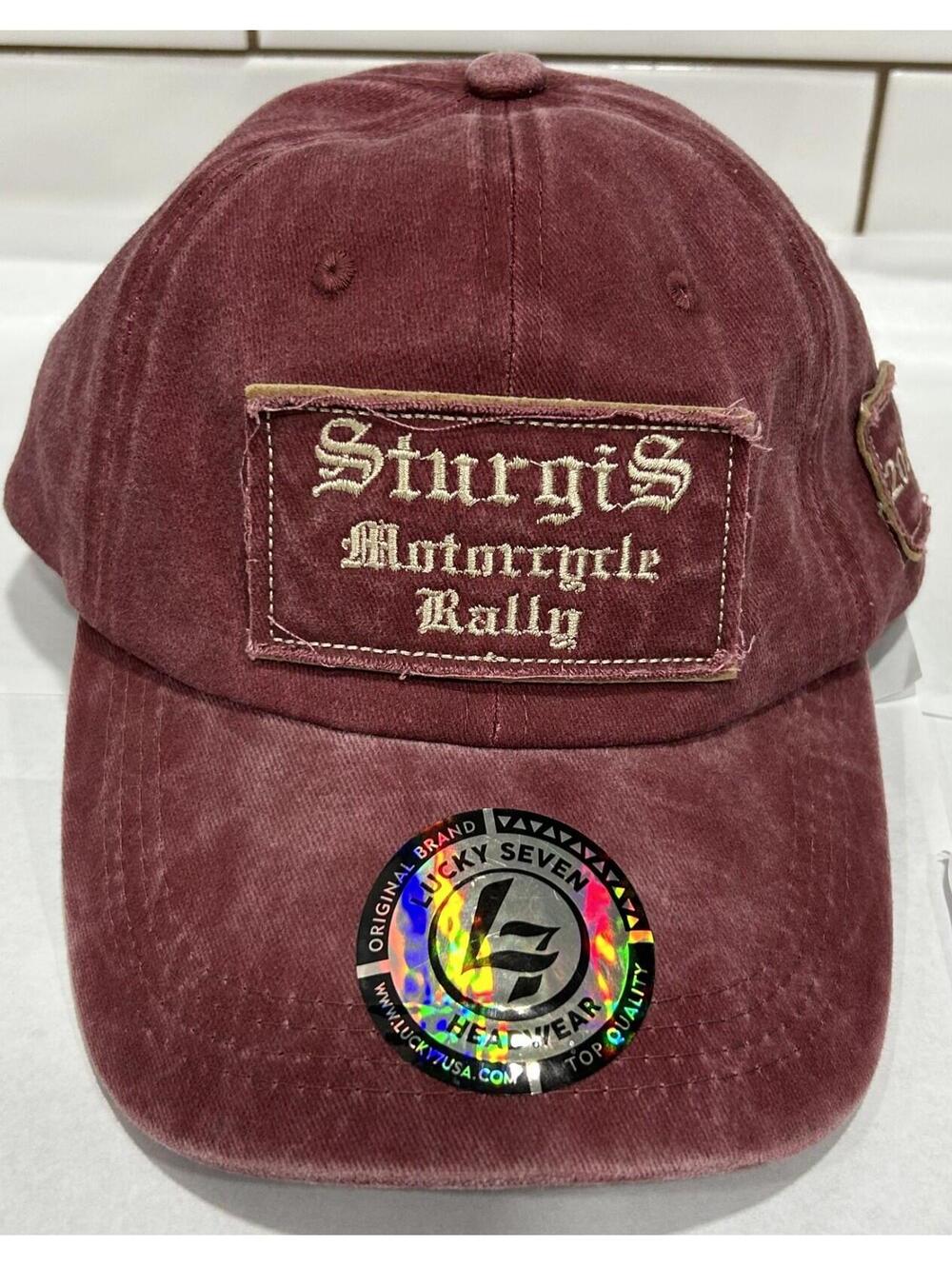 Lucky 7 Sturgis 2024 Sturgis Motorcycle Rally - adjustable back - maroon NWOT